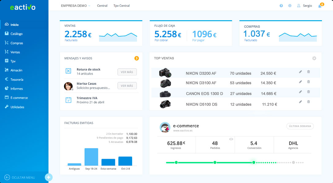 eactivo Tiendas y comercio de fotografía, mejor programa de facturación, tpv, gestion empresarial, contabilidad y ERP en modalidad nube cloud